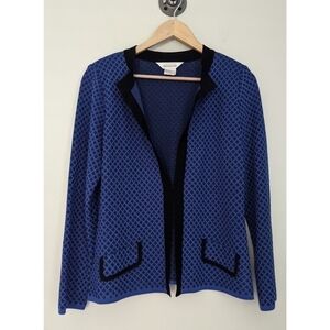 Exclusively Misook Black and Blue Geo Cardigan